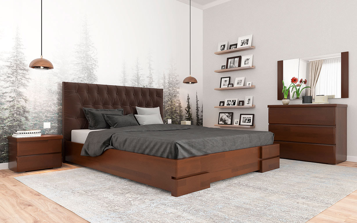 Ліжко Камелія ромб з механізмом 160х190 см. Arbor Drev - Фото