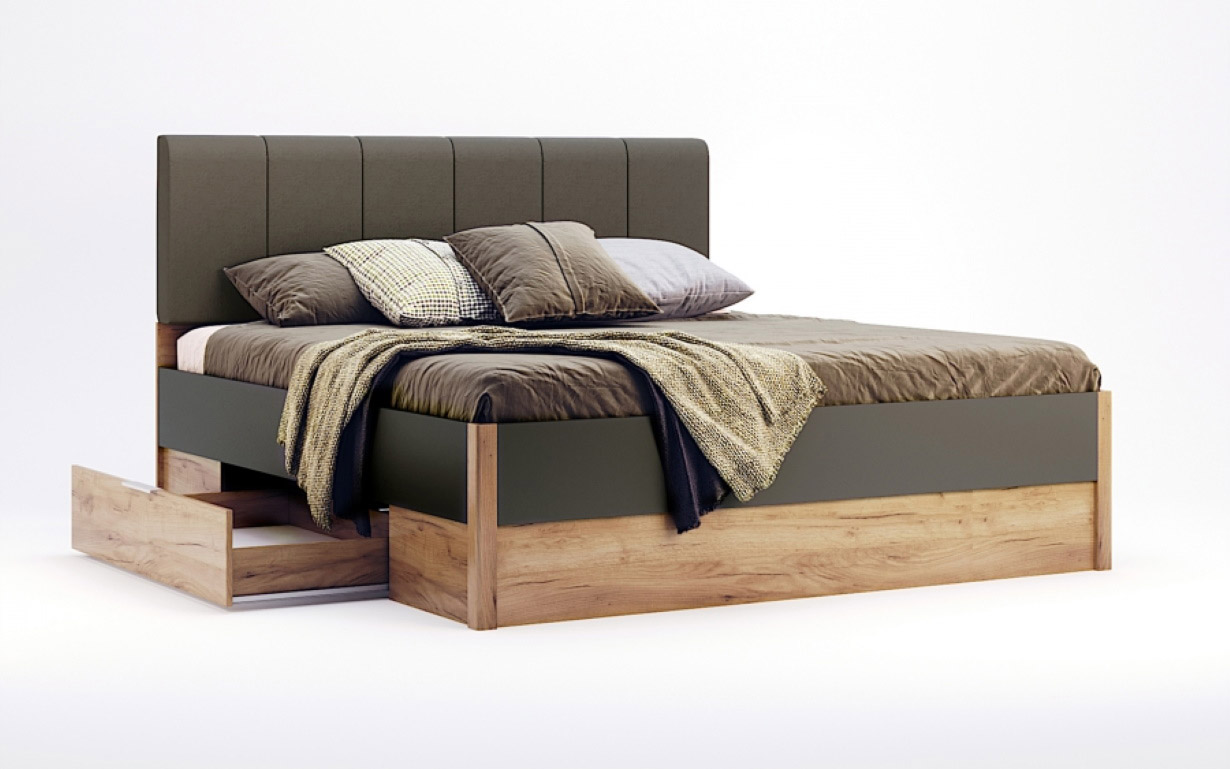 Ліжко Рамона М'яка спинка з шухлядами 160х200 см. МіроМарк - Фото