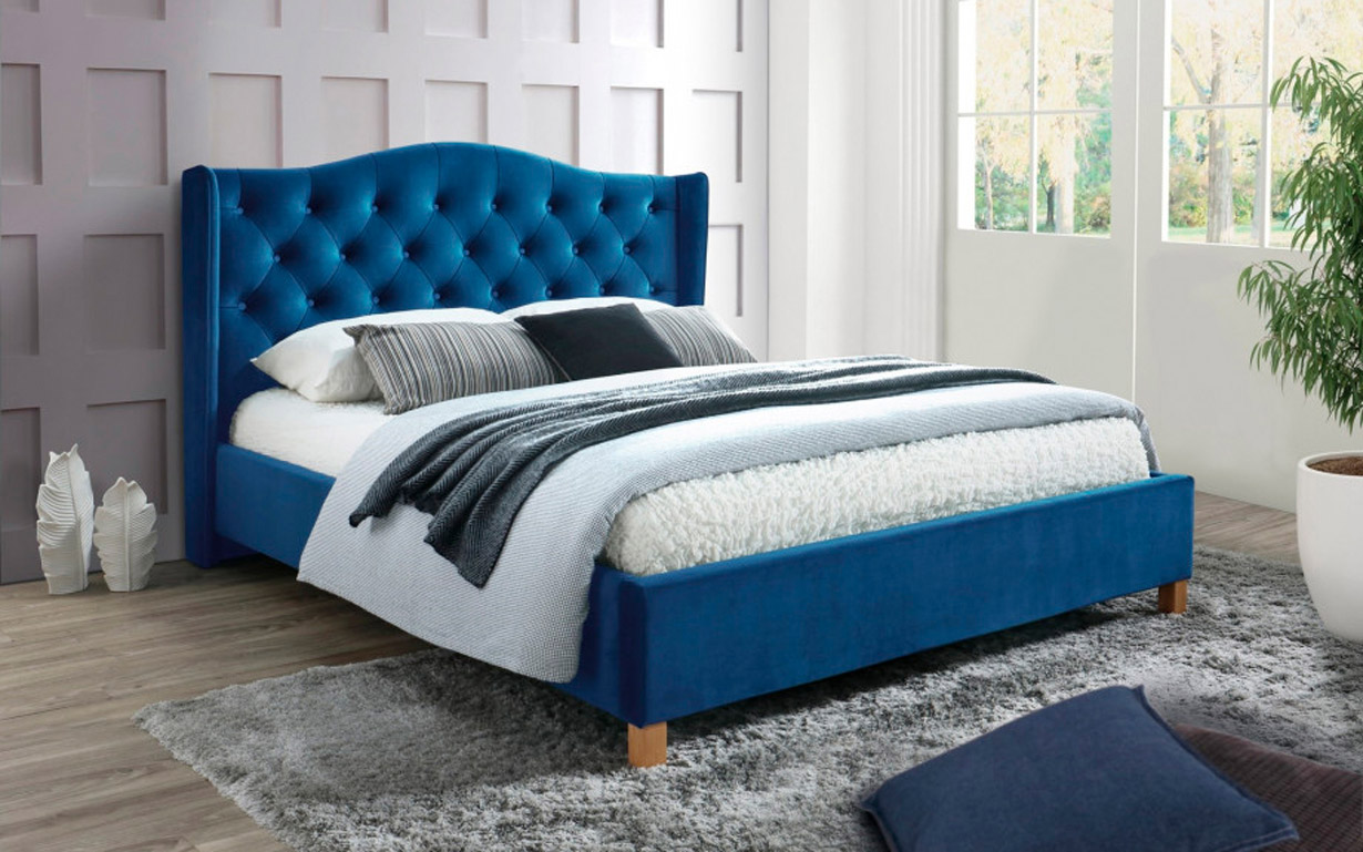 Кровать Aspen Velvet Blue 160х200 см. Signal - Фото