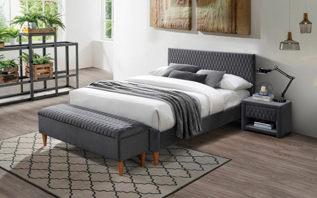 Ліжко Azurro Velvet Grey 160х200 см. Signal - Фото