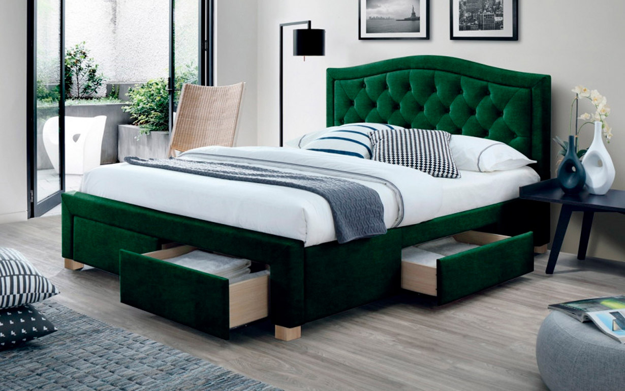 Ліжко Electra Velvet Green 160х200 см. Signal - Фото