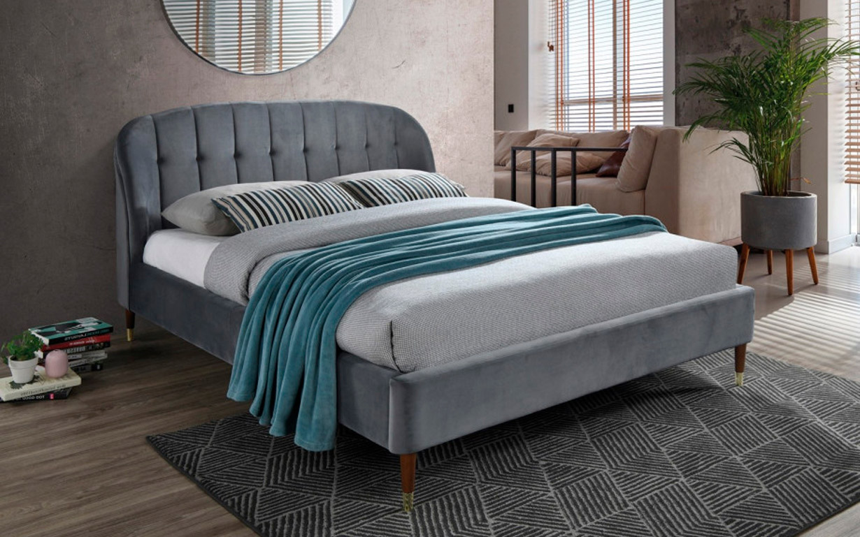 Ліжко Liguria Velevet Grey 160х200 см. Signal - Фото