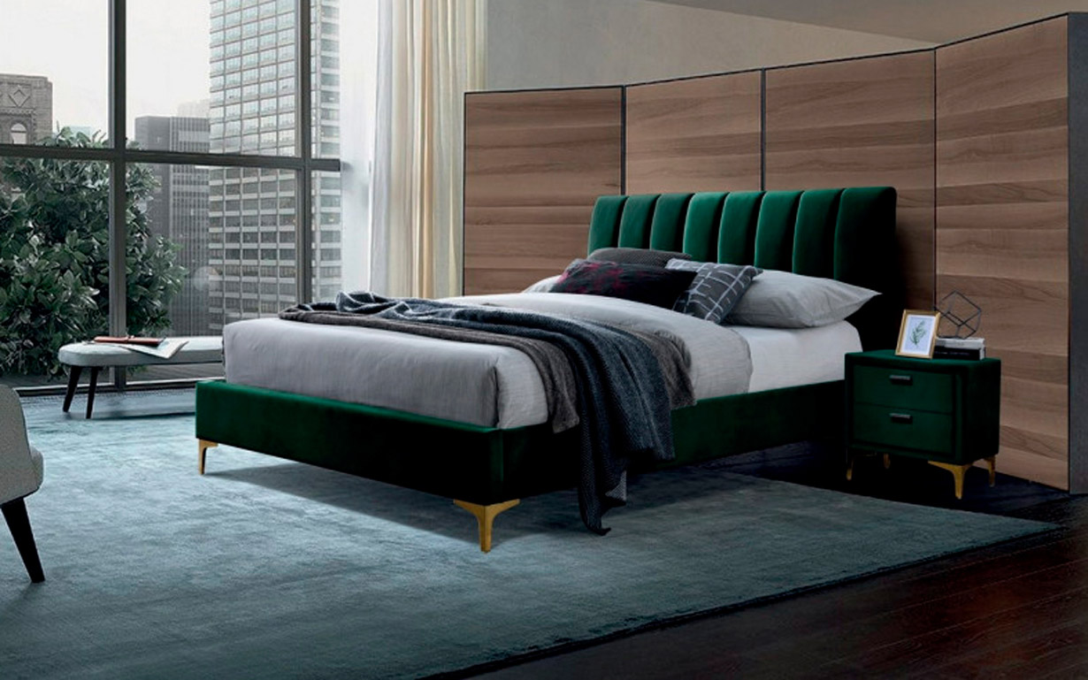 Ліжко Mirage Velvet green 160х200 см. Signal - Фото
