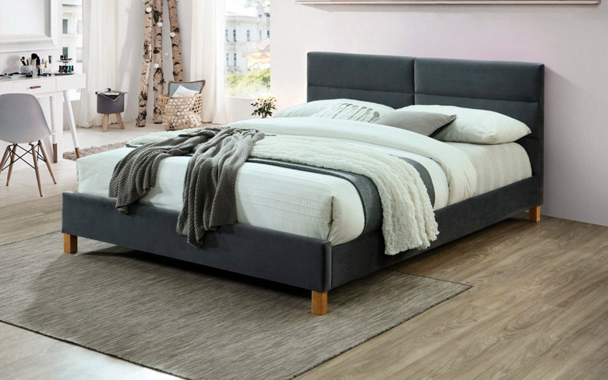 Кровать Sierra Velvet grey 160х200 см. Signal - Фото