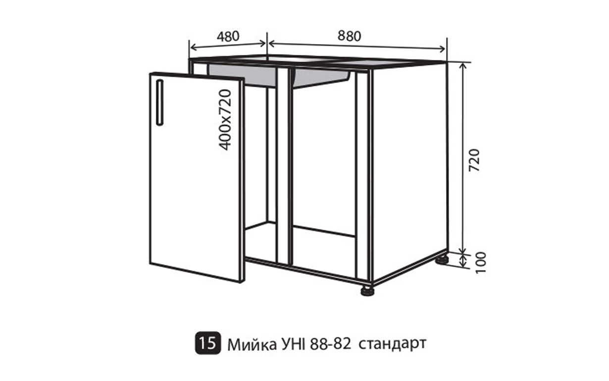 Кухонна секція Неаполь патіна нижня №15 АТМО - Фото