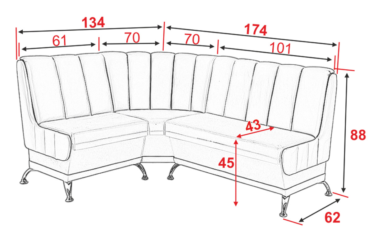 Кухонный уголок Корона 2 на ножках - Фото_2