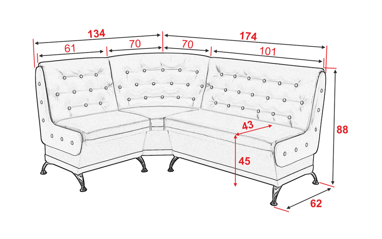 Кухонный уголок Рондо 2 на ножках - Фото_3