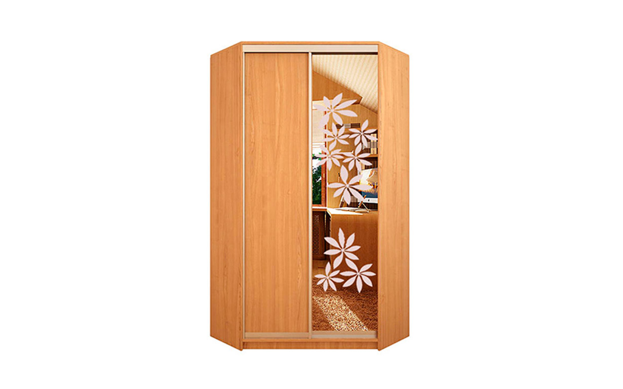 Угловой шкаф-купе: ДСП + Пескоструй 150х150х240 см. Феникс Мебель - Фото