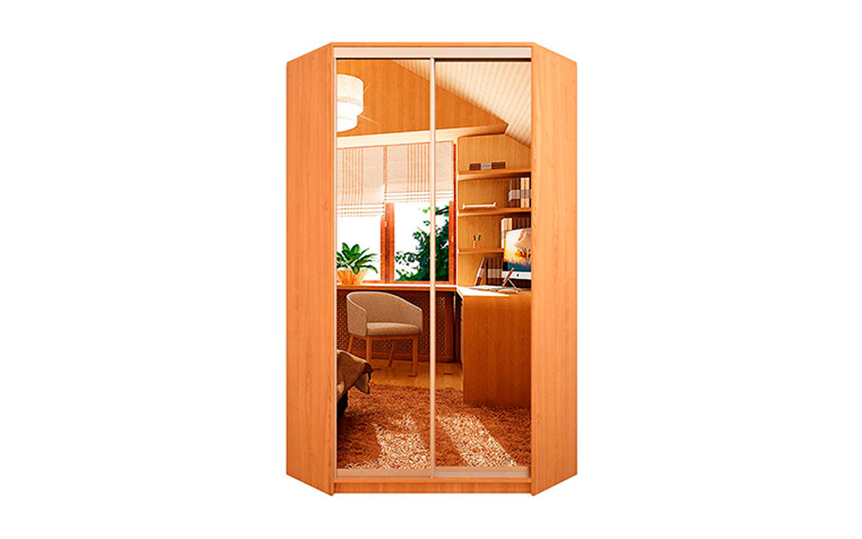 Угловой шкаф-купе: Зеркало + Зеркало 125х130х240 см. Феникс Мебель - Фото