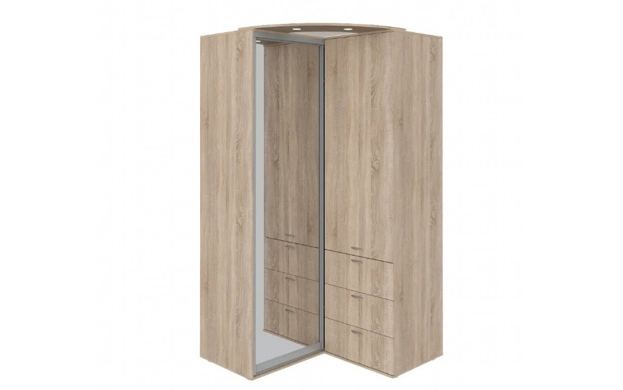 Угловой шкаф-купе: ДСП + Зеркало 125х130х240 см. Феникс Мебель - Фото