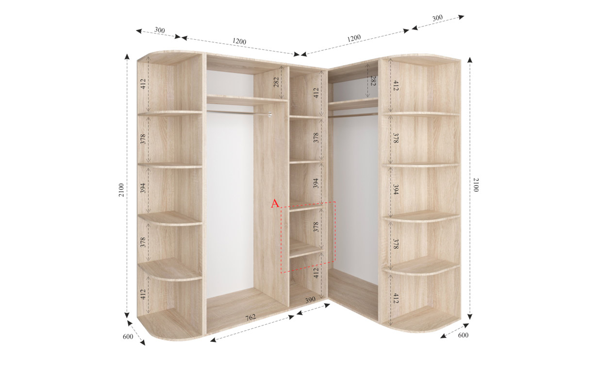 Угловой шкаф-купе (приставной) 120х45х240 см., 90х60х240 см.  - Фото_1