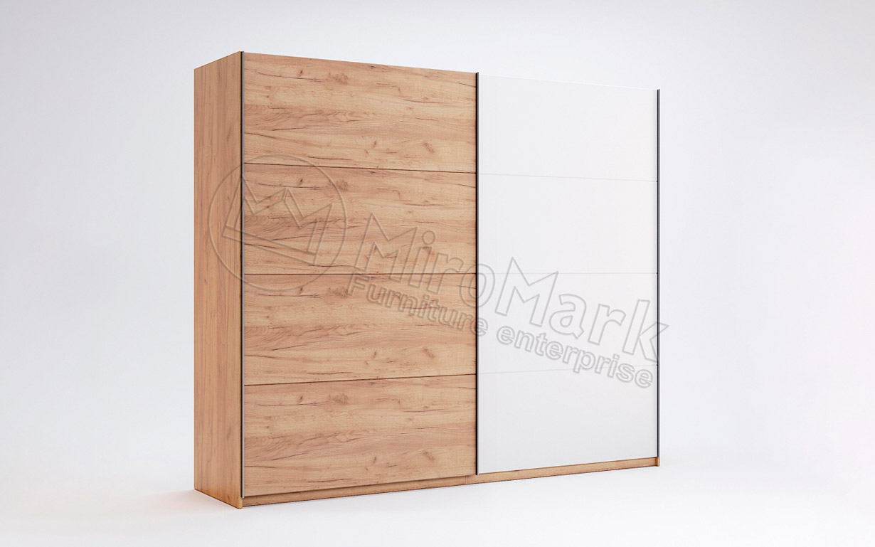 Шкаф-купе Асти 250 см. (дуб крафт/глянец белый) МироМарк - Фото