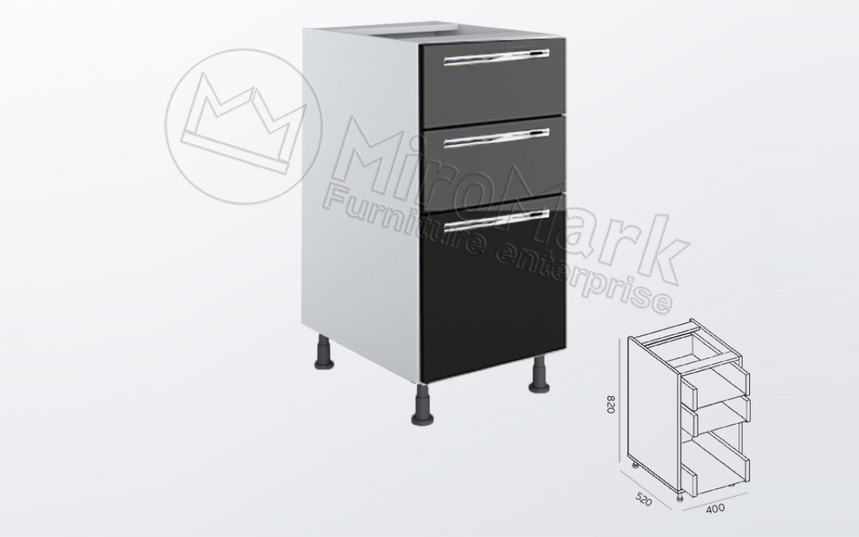 Кухонная секция Бостон нижняя 40Н 3 ящ.  МироМарк - Фото