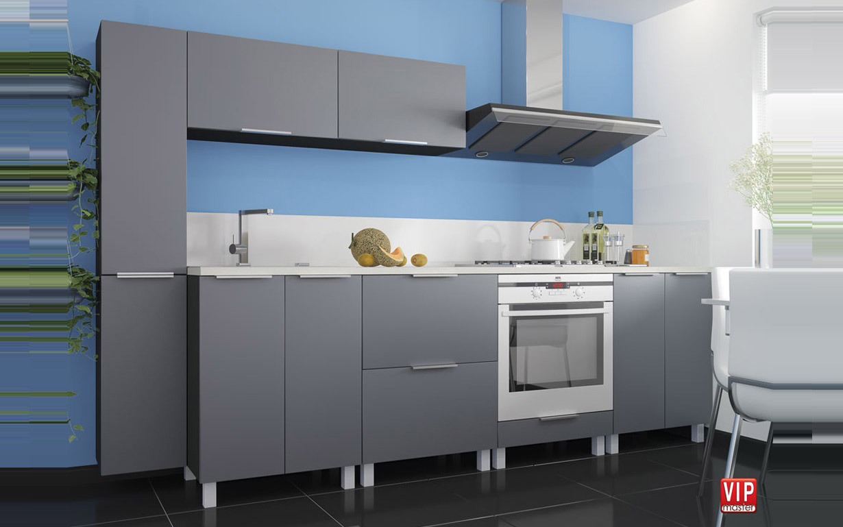Кухня Flat (корпус венге/фасад темно-синій BL) 1,4 м*1,6м - Фото