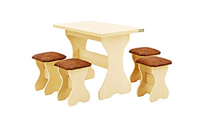 Комплект Меркурій стіл (розкладний) + 4 табурета - Фото