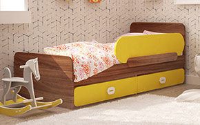 Кровать Немо с ящиками 80х160 см. (дуб сонома трюфель/анжелик) - Фото