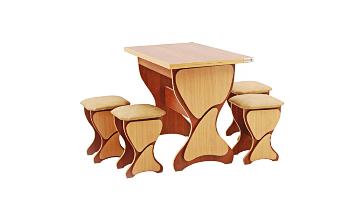 Комплект Уран стол (раскладной) + 4 табурета Алис-М - Фото