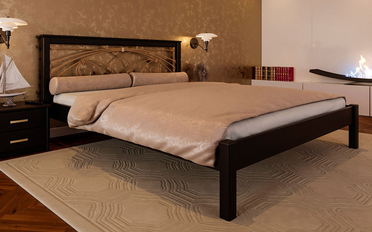 Кровать Модерн с ковкой 160х190 см. ЧДК - Фото
