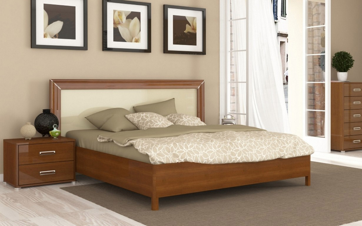 Кровать Белла Профиль без каркаса 160х200 см. (черный/вишня) МироМарк - Фото