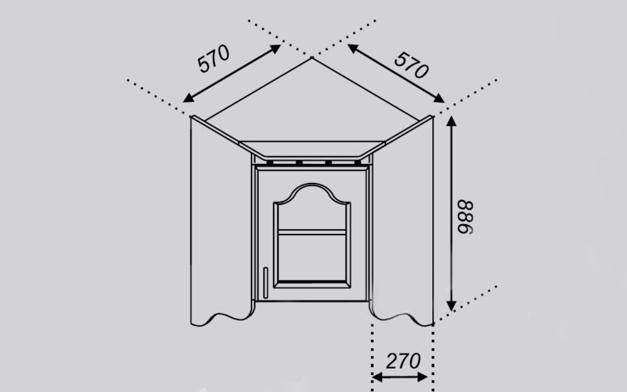 Кухонная секция Корона верхняя В 57х57СкЧ Мир Мебели - Фото