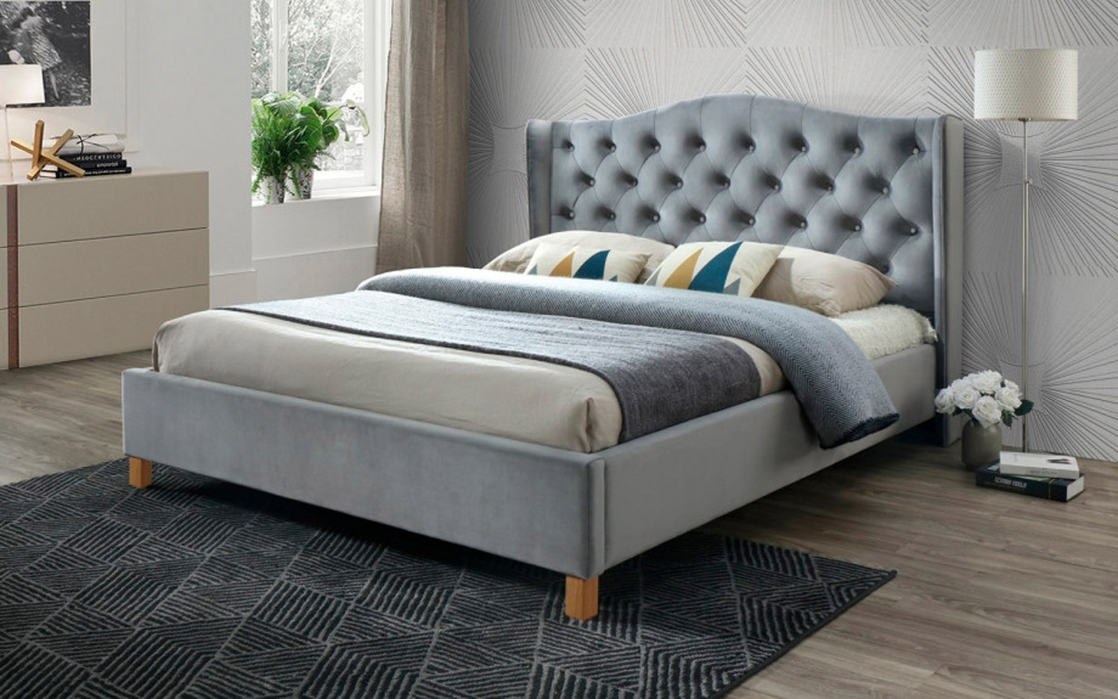 Ліжко Aspen Velvet Grey 140х200 см. Signal - Фото