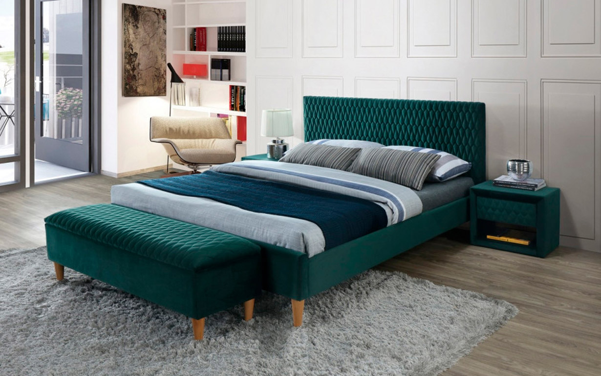 Кровать Azurro Velvet Green 160х200 см. Signal - Фото