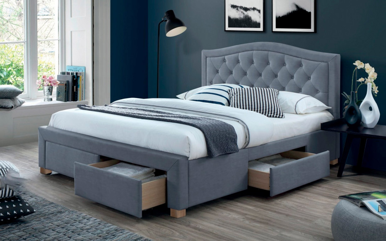 Ліжко Electra Velvet Grey 160х200 см. Signal - Фото