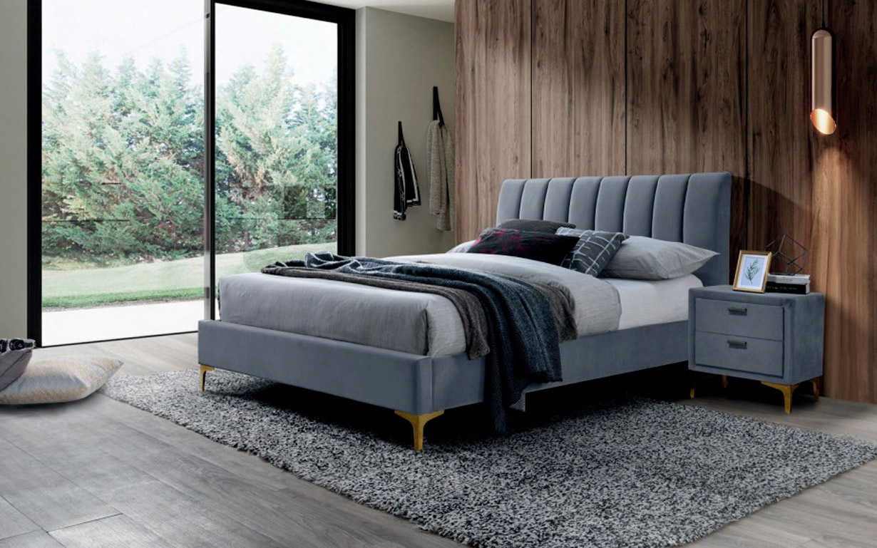 Ліжко Mirage Velvet grey 160х200 см. Signal - Фото