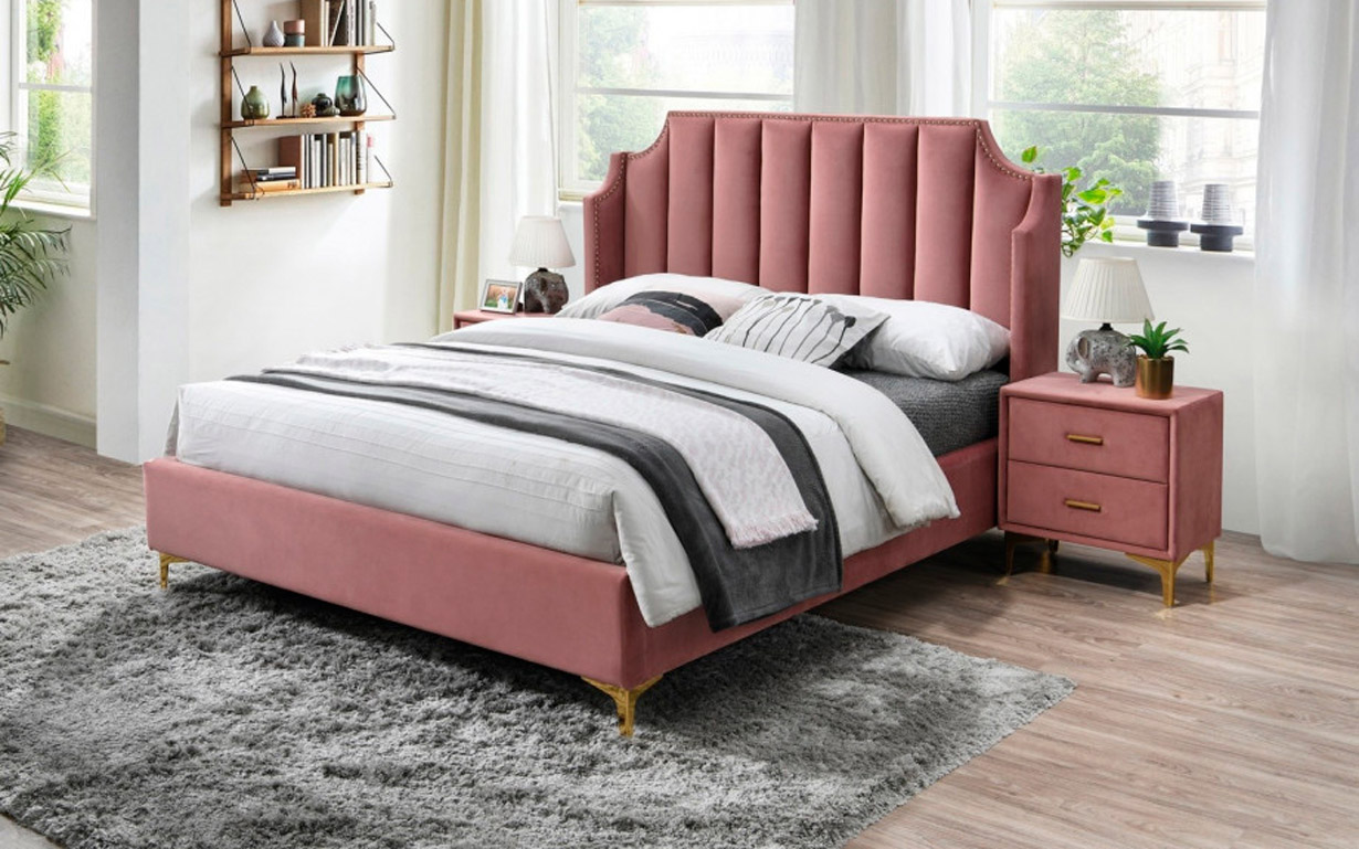 Кровать Monako Velvet rozoviy 160х200 см. Signal - Фото