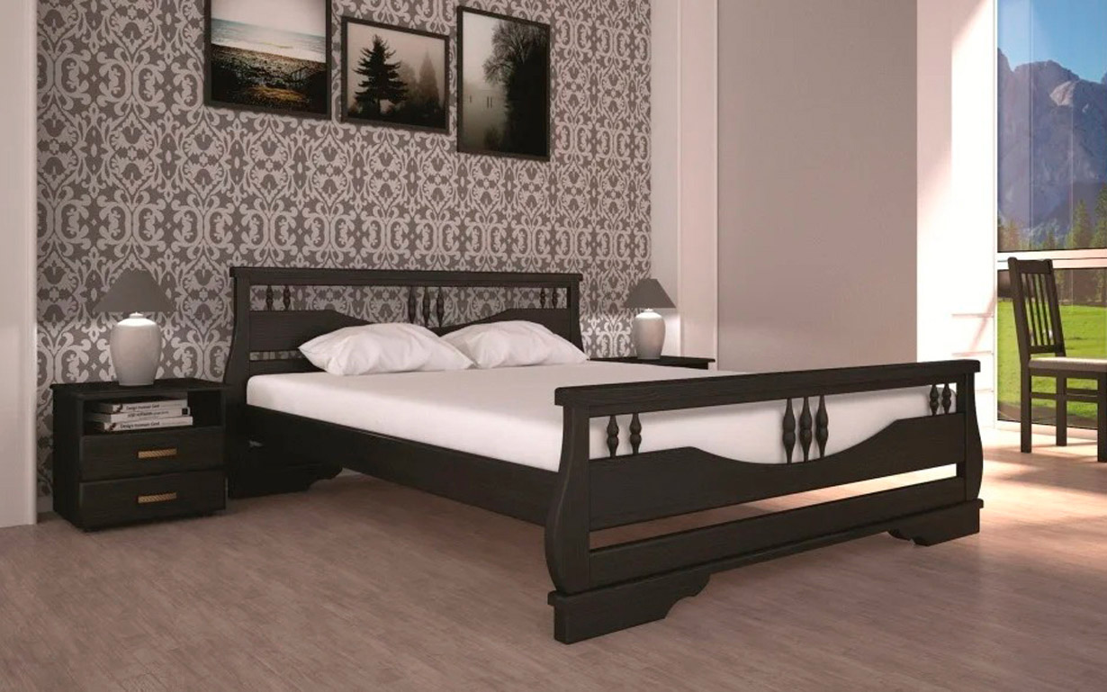 Кровать Атлант-3 160х190 см. (сосна/венге темный) Тис - Фото