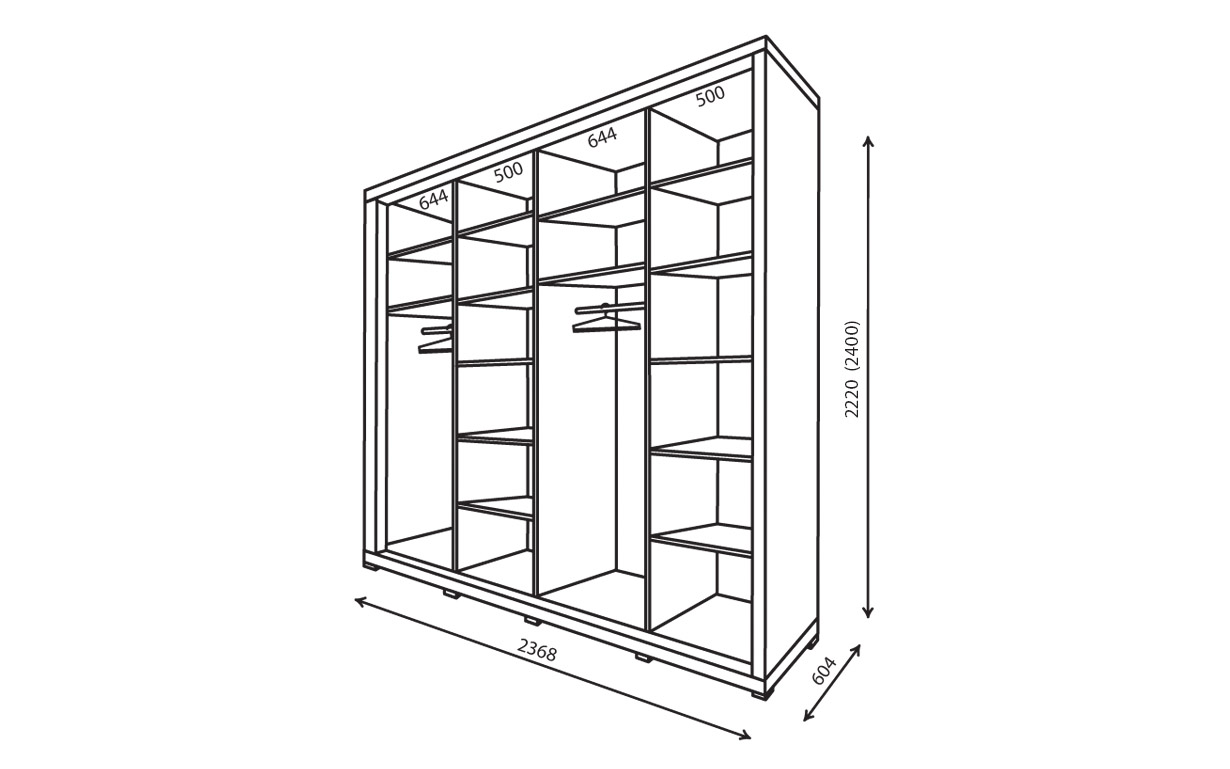 Шкаф купе 1800х2400х600 чертеж